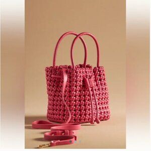 Anthropologie | Hot Pink Faux Leather Knotted Mini Bucket Bag